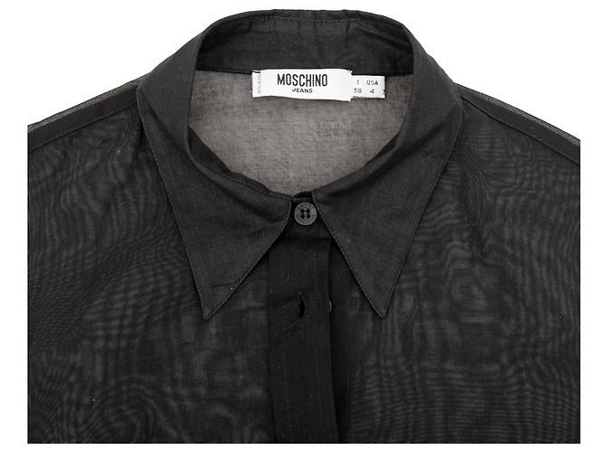 Moschino Jeans Camicia in cotone trasparente Nero - vista 3