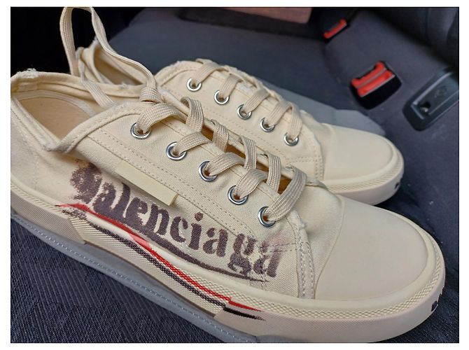 Sneakers Balenciaga Uomo Eggshell Cotone Taglia 42 Bianco sporco - vista 2