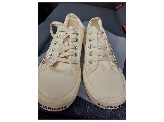 Sneakers Balenciaga Uomo Eggshell Cotone Taglia 42 Bianco sporco - vista 4