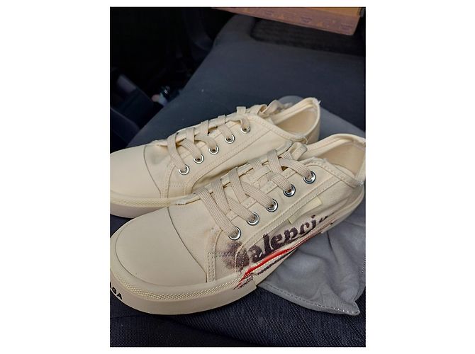 Sneakers Balenciaga Uomo Eggshell Cotone Taglia 42 Bianco sporco - vista 5