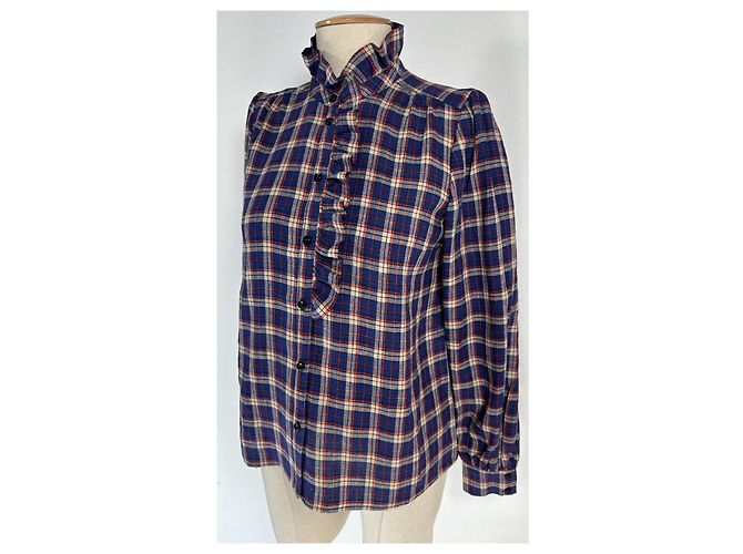 SéZane Camicia Chloe a Quadri in Lino Blu Multicolore - vista 2