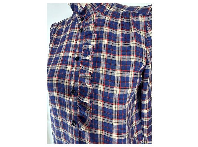 SéZane Camicia Chloe a Quadri in Lino Blu Multicolore - vista 3