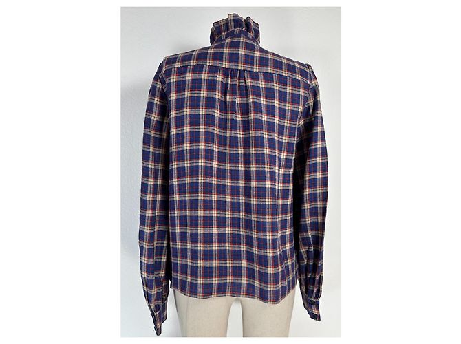 SéZane Camicia Chloe a Quadri in Lino Blu Multicolore - vista 6