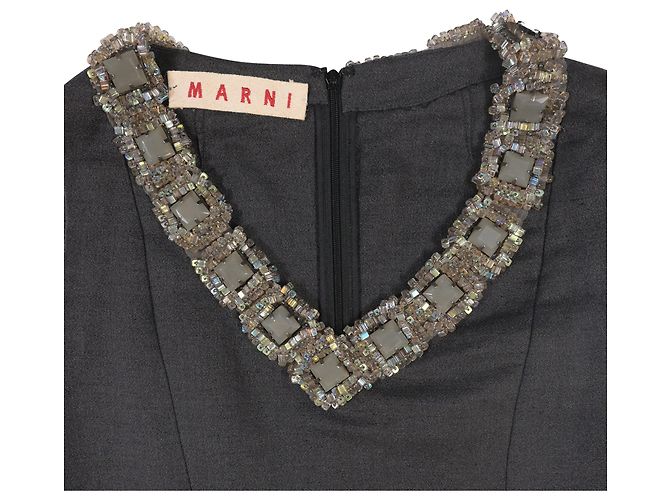 Abito da cocktail decorato Marni in lana nera Nero - vista 4