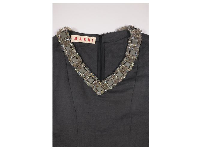Abito da cocktail decorato Marni in lana nera Nero - vista 9