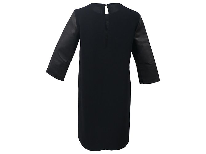 Stella Mc Cartney Vestido con mangas de cuero Stella McCartney en algodón negro - vista 3