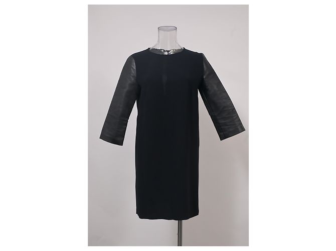 Stella Mc Cartney Vestido con mangas de cuero Stella McCartney en algodón negro - vista 6