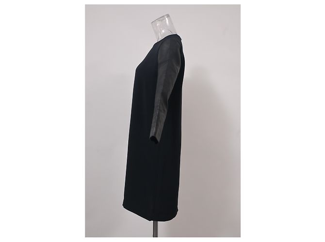 Stella Mc Cartney Vestido con mangas de cuero Stella McCartney en algodón negro - vista 7