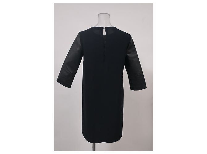 Stella Mc Cartney Vestido con mangas de cuero Stella McCartney en algodón negro - vista 8