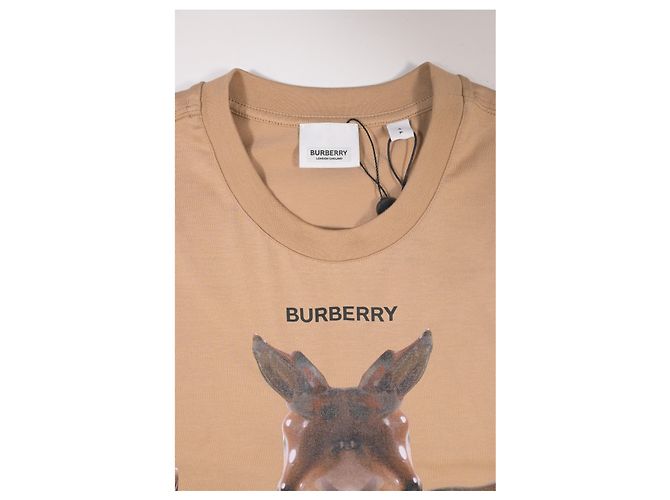 Camiseta Burberry Multi Deer Carrick em algodão bege - vista 11