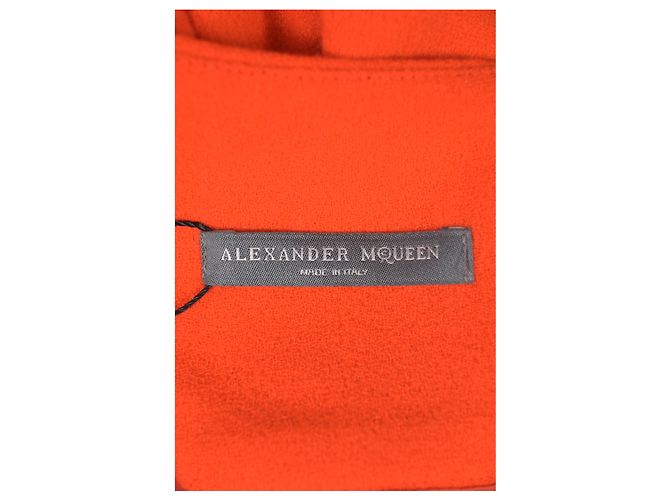Alexander McQueen Minivestido sin mangas en lana naranja - vista 10
