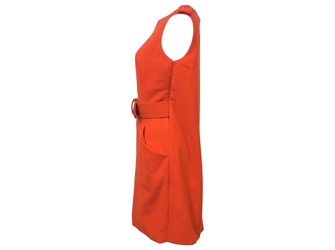 Alexander McQueen Minivestido sin mangas en lana naranja - vista 2