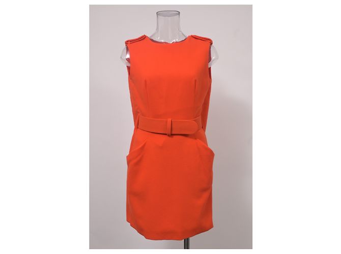 Alexander McQueen Minivestido sin mangas en lana naranja - vista 6