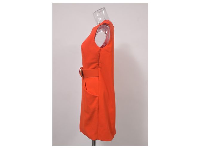 Alexander McQueen Minivestido sin mangas en lana naranja - vista 7