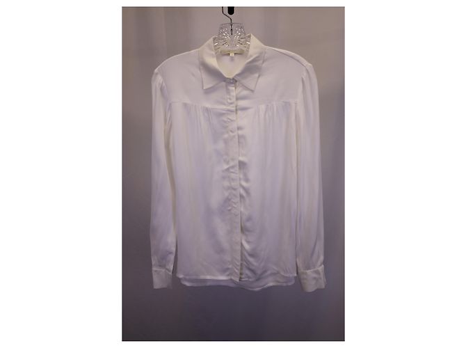 Camisa con botones Maje de algodón de seda blanca Blanco - vista 4