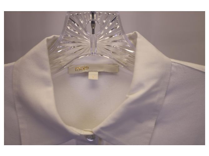 Camisa con botones Maje de algodón de seda blanca Blanco - vista 5