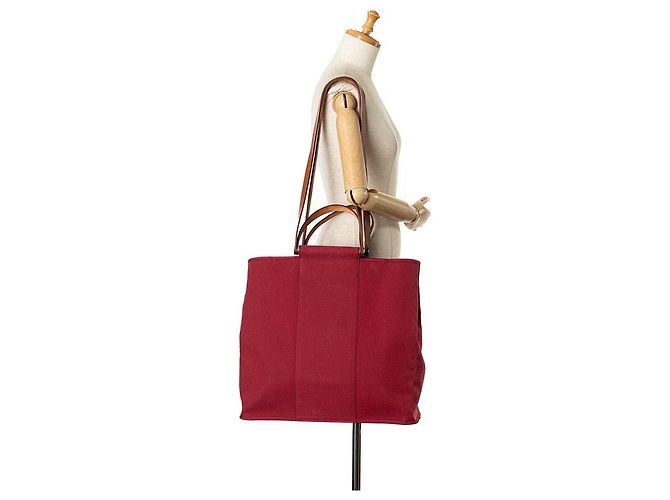 Cabag Hermès Hermes Cabas GM 2WAY Tote Bag aus rotem Leder - Ansicht 9