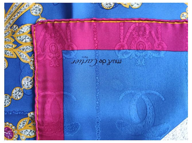 Foulard in seta Cartier blu 90x90 cm - vista 3