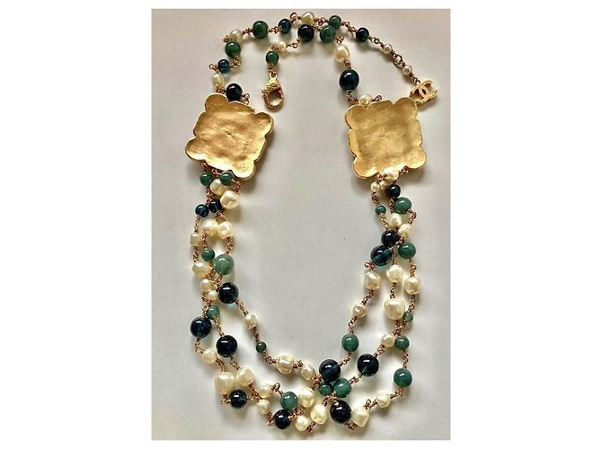 Chanel Métier d'Arts Byzantine Glasperlenkette Dunkelgrün - Ansicht 2