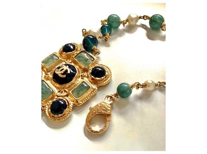 Chanel Métier d'Arts Byzantine Glasperlenkette Dunkelgrün - Ansicht 3