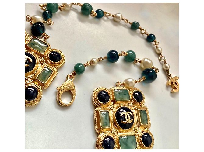 Chanel Métier d'Arts Byzantine Glasperlenkette Dunkelgrün - Ansicht 5