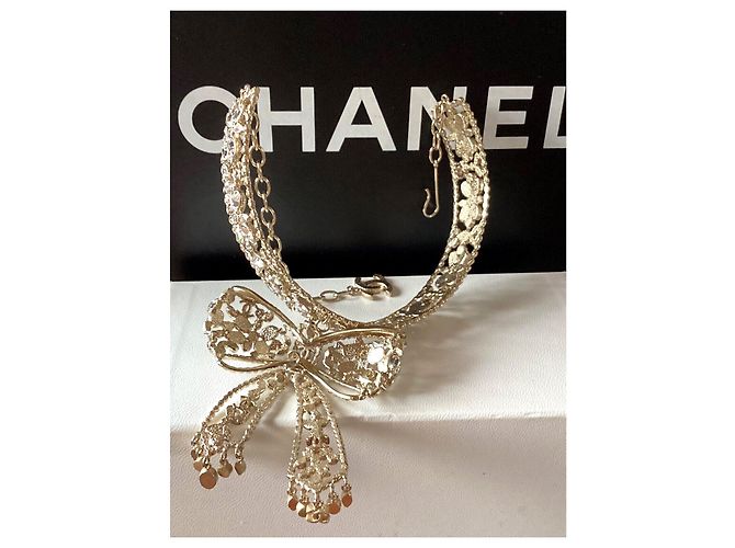 Collana Choker Chanel con Fiocco Oro Gold hardware - vista 3