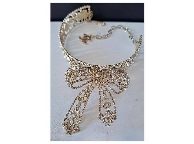Collana Choker Chanel con Fiocco Oro Gold hardware - vista 2