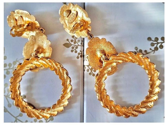 Chanel Gripoix Glasohrringe Smaragdgrün Gold hardware - Ansicht 2