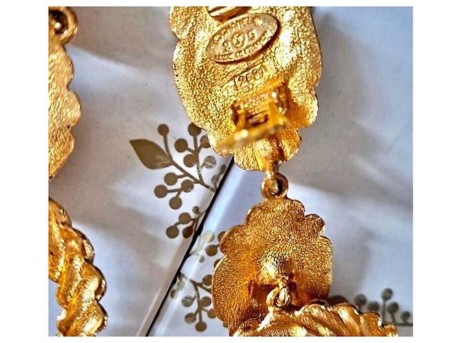Chanel Gripoix Glasohrringe Smaragdgrün Gold hardware - Ansicht 5