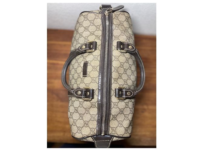 Borsa Gucci Boston Monogramma GG Marrone Beige - vista 12