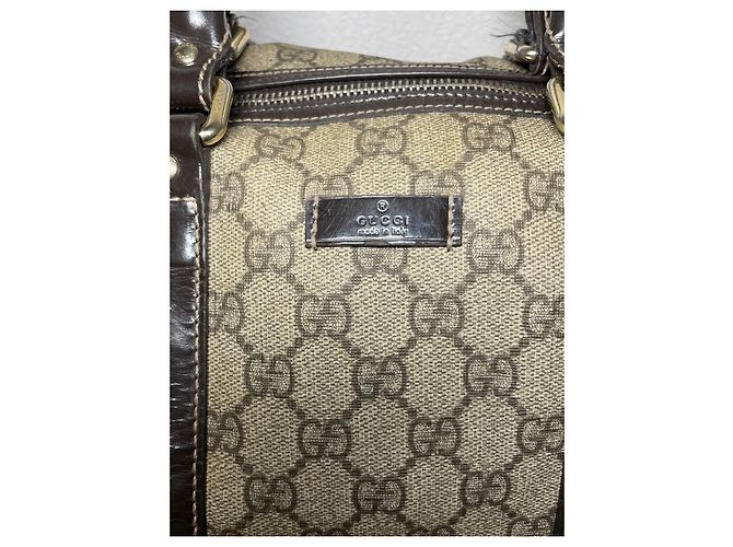 Borsa Gucci Boston Monogramma GG Marrone Beige - vista 4
