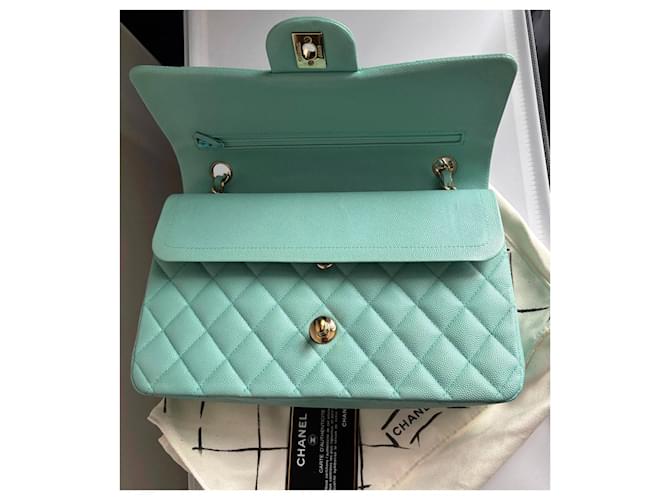 Chanel Caviar Classic Flap Media Blu - vista 2