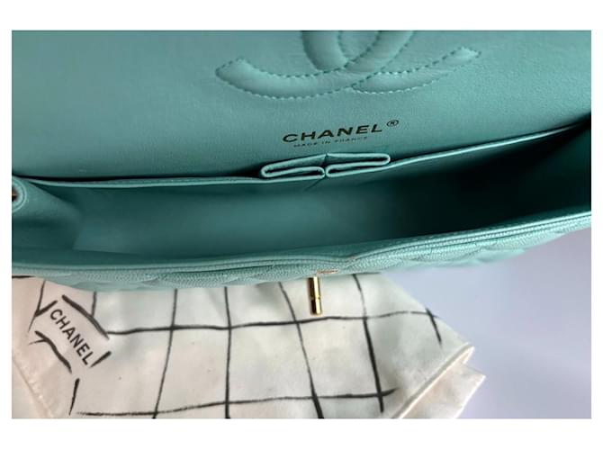 Chanel Caviar Classic Flap Media Blu - vista 4