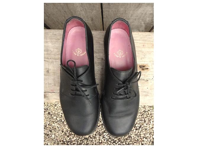 Autre Marque Derby Rose's Roses in pelle nera Nero - vista 2