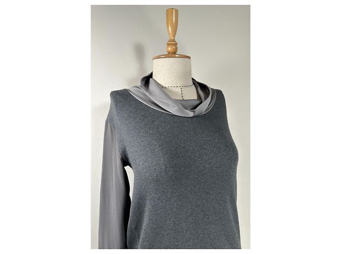 Blusa Fabiana Filippi de algodón y seda gris - vista 2