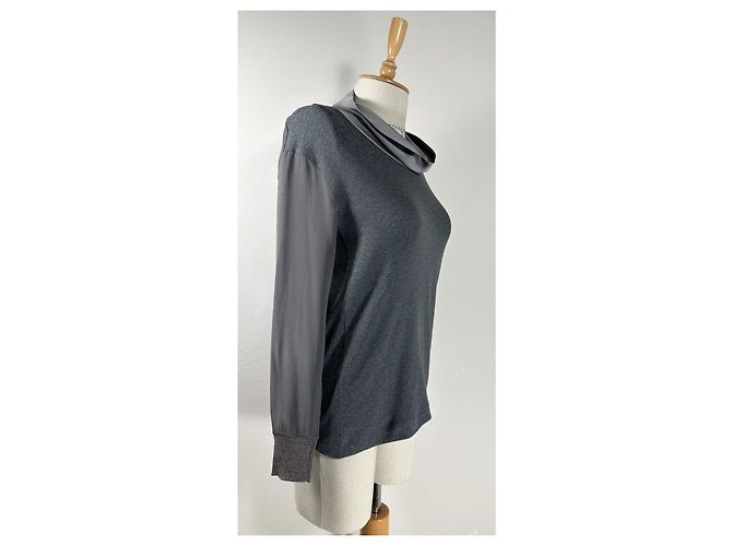 Blusa Fabiana Filippi de algodón y seda gris - vista 3