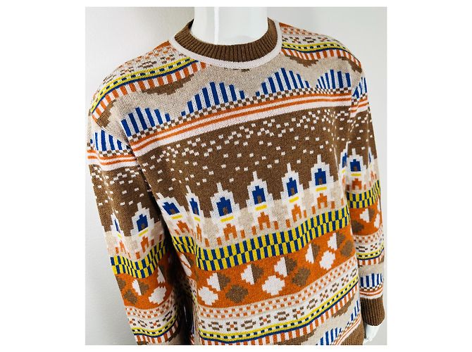 Henrik Vibskov Space Knit Rundhalspullover aus Merinowolle Braun Sand Gelb Mehrfarben - Ansicht 2