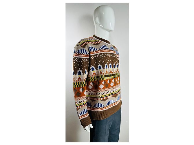 Henrik Vibskov Space Knit Rundhalspullover aus Merinowolle Braun Sand Gelb Mehrfarben - Ansicht 3