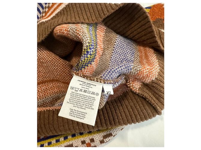 Henrik Vibskov Space Knit Rundhalspullover aus Merinowolle Braun Sand Gelb Mehrfarben - Ansicht 6