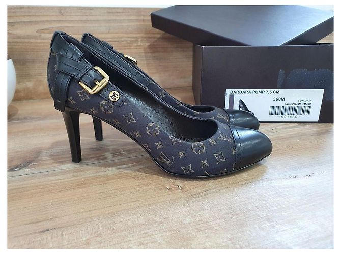 Décolleté Louis Vuitton Barbara Pump Monogram Mini Lin Marrone Marrone scuro - vista 5