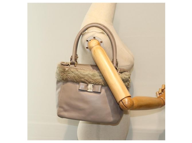 Salvatore Ferragamo Borsa A Mano Pelle Rosa Auth am6099 - vista 21