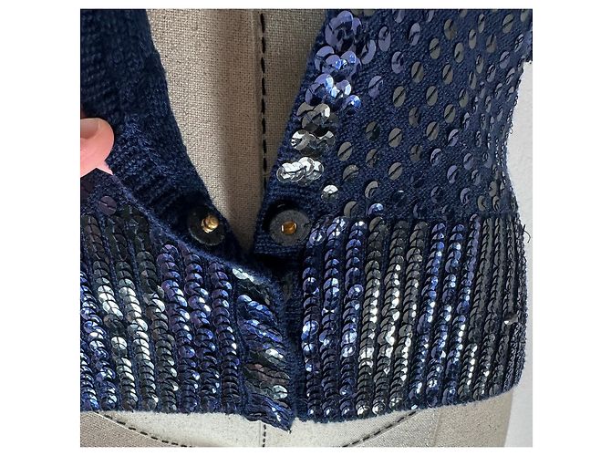 Marc by Marc Jacobs Cardigan aus Wolle Blau mit Pailletten - Ansicht 2