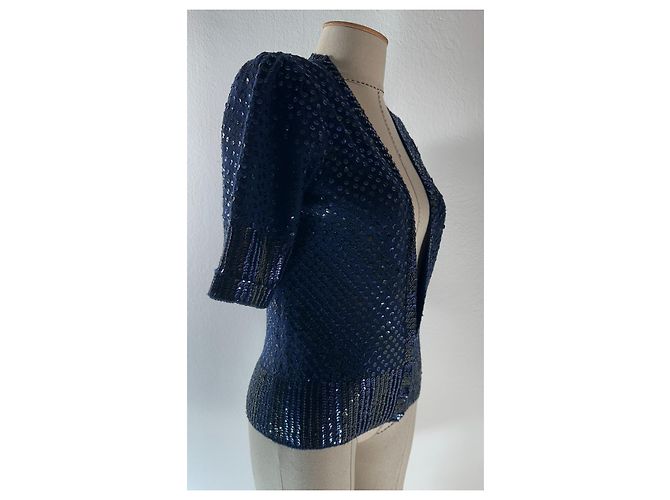 Marc by Marc Jacobs Cardigan aus Wolle Blau mit Pailletten - Ansicht 3