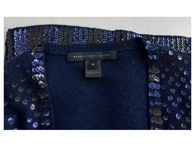 Marc by Marc Jacobs Cardigan aus Wolle Blau mit Pailletten - Ansicht 4
