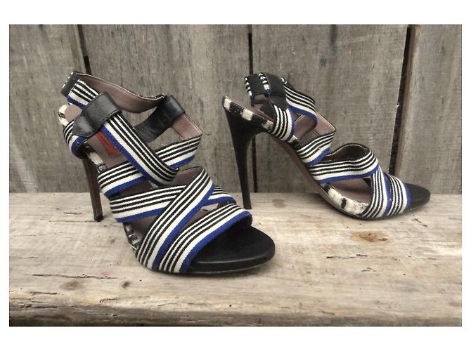 Sandali con tacco Missoni Neri Blu Pelle e Tela - vista 2