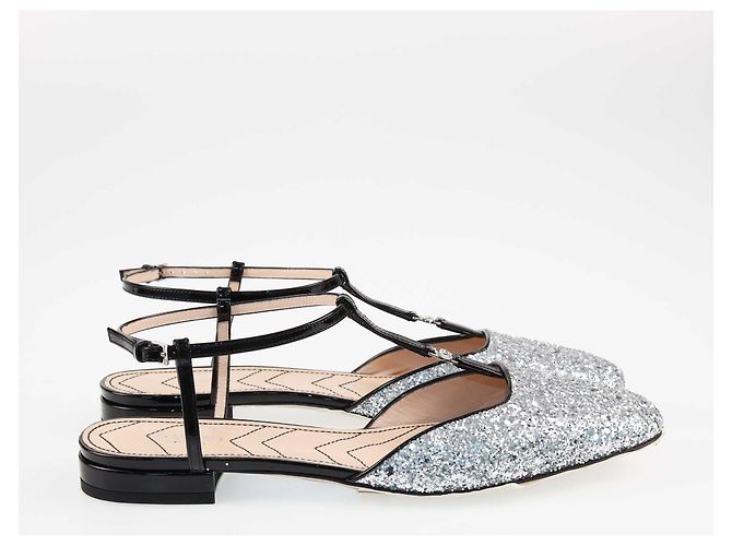 Ballerine G foderate in glitter argento Gucci - vista 3