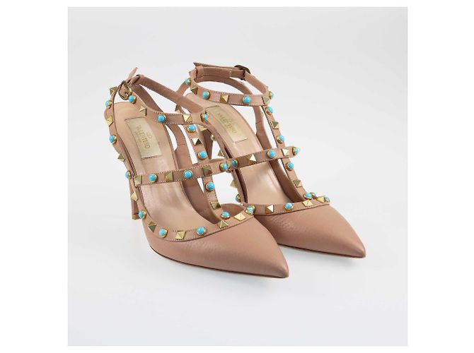 Valentino – Rolling Rockstud – Pumps mit Knöchelriemen, Beige - Ansicht 2