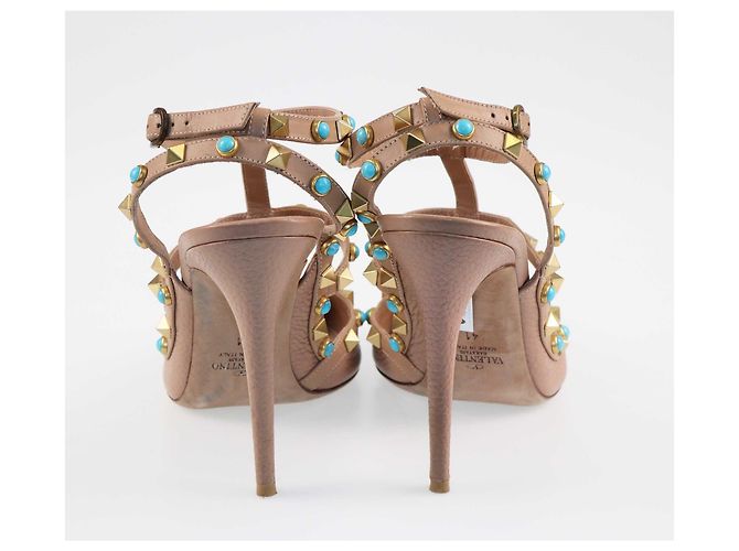 Valentino – Rolling Rockstud – Pumps mit Knöchelriemen, Beige - Ansicht 4