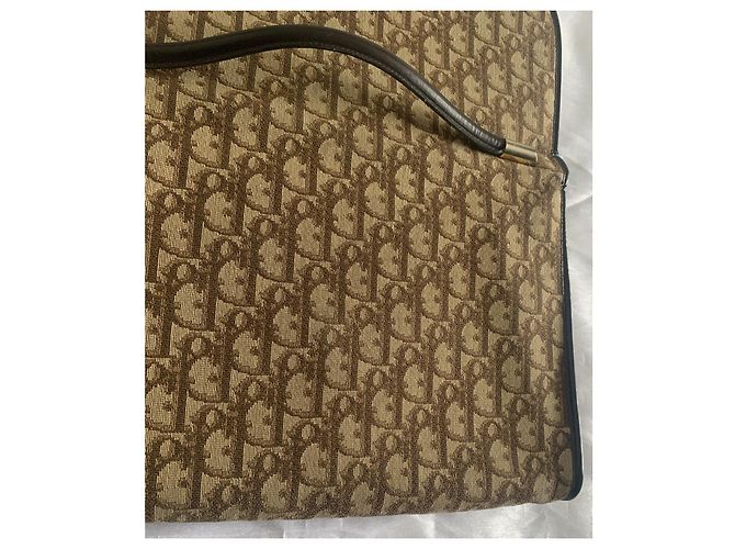 Bolso Christian Dior Oblique lona beige y marrón Marrón oscuro - vista 17