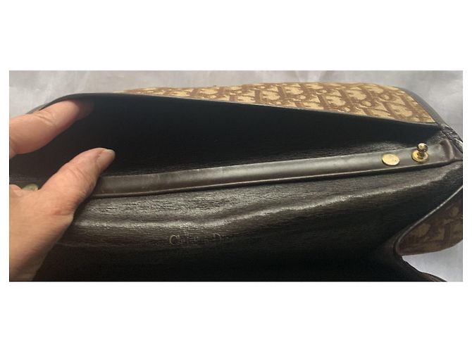 Bolso Christian Dior Oblique lona beige y marrón Marrón oscuro - vista 18